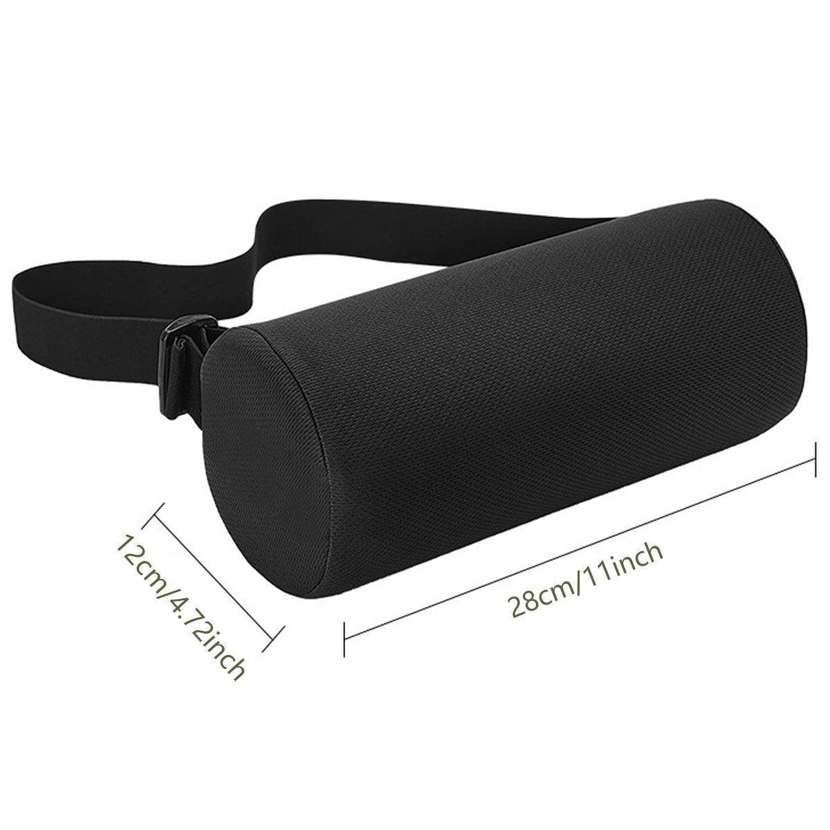 Premium Adjustable Cylindrical Lumbar Support Pillow – Black