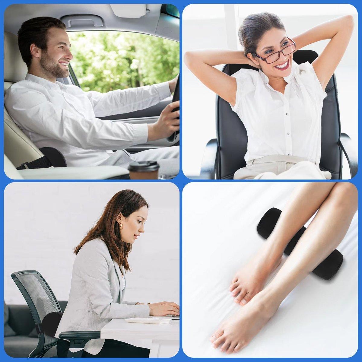 Premium Adjustable Cylindrical Lumbar Support Pillow – Black