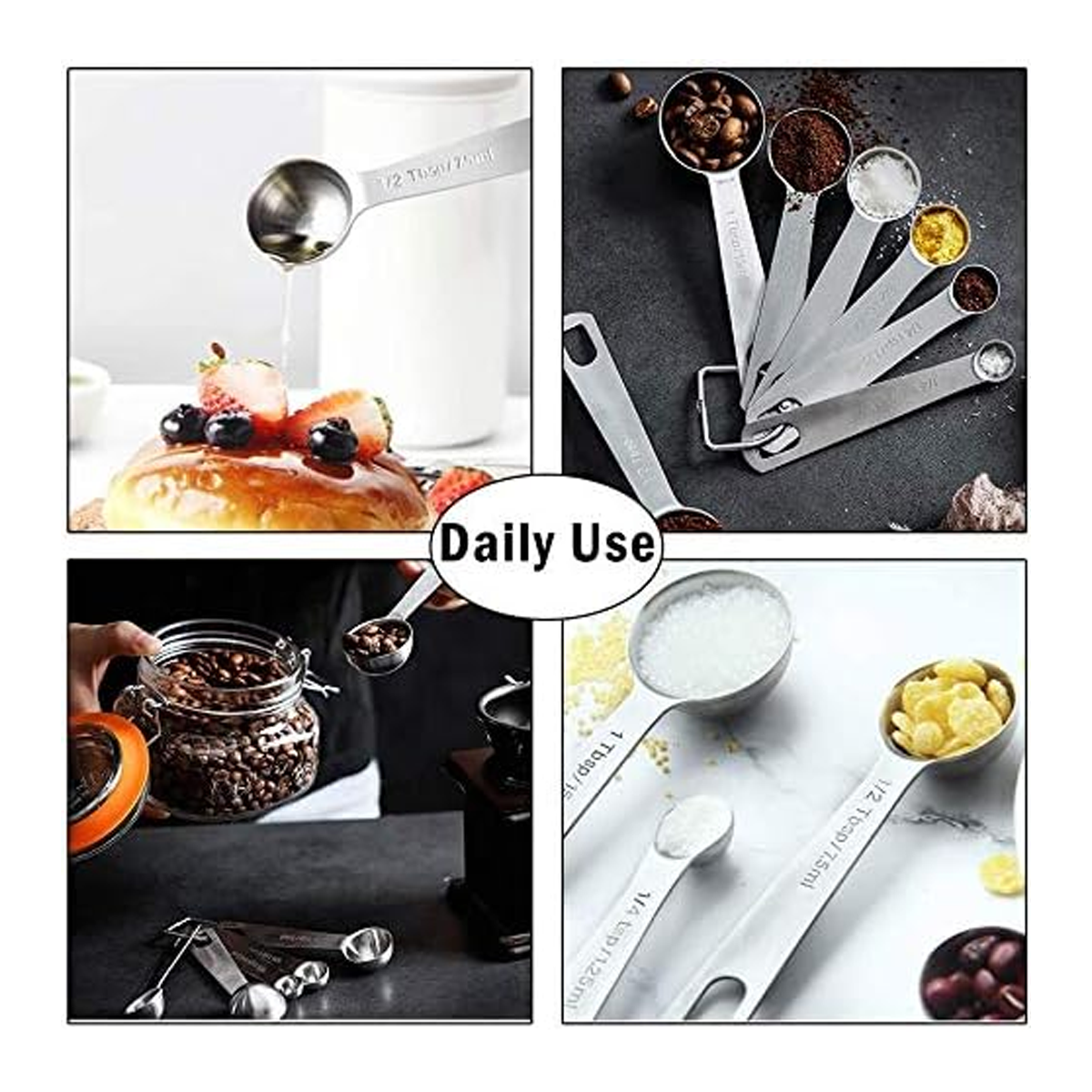 Premium 304 Stainless Steel Measuring Spoons – 6 Piece Set