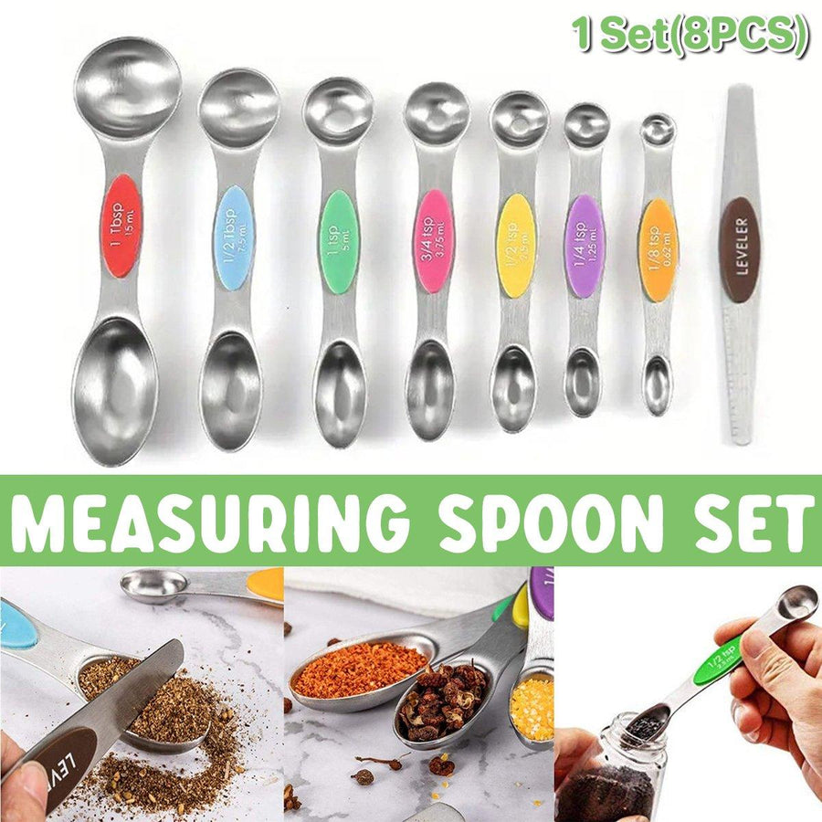 Premium Stainless Steel Dual Head Measuring Spoon Set – 8 Piece