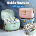 Portable 2-Layer Medicine Storage Box with Handle & Lock - Blue - SuperSaverAU - view 1