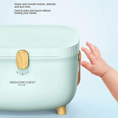 Portable 2-Layer Medicine Storage Box with Handle & Lock - Blue