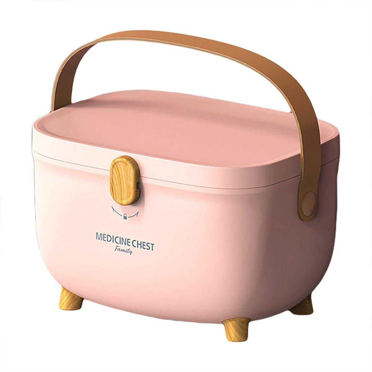 Portable 2-Layer Medicine Storage Box with Handle & Lock - Blue