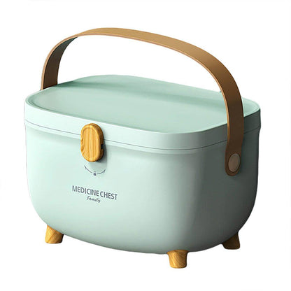 Portable 2-Layer Medicine Storage Box with Handle & Lock - Blue