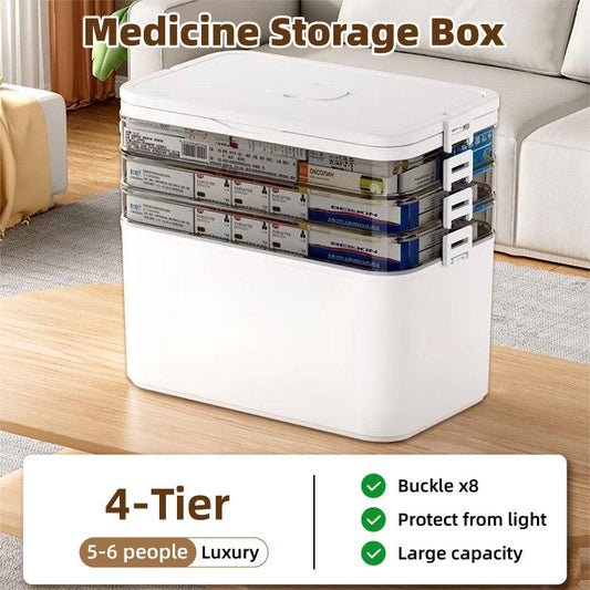 Portable 4 Layer Medicine Box by Premium - First Aid Storage Solution