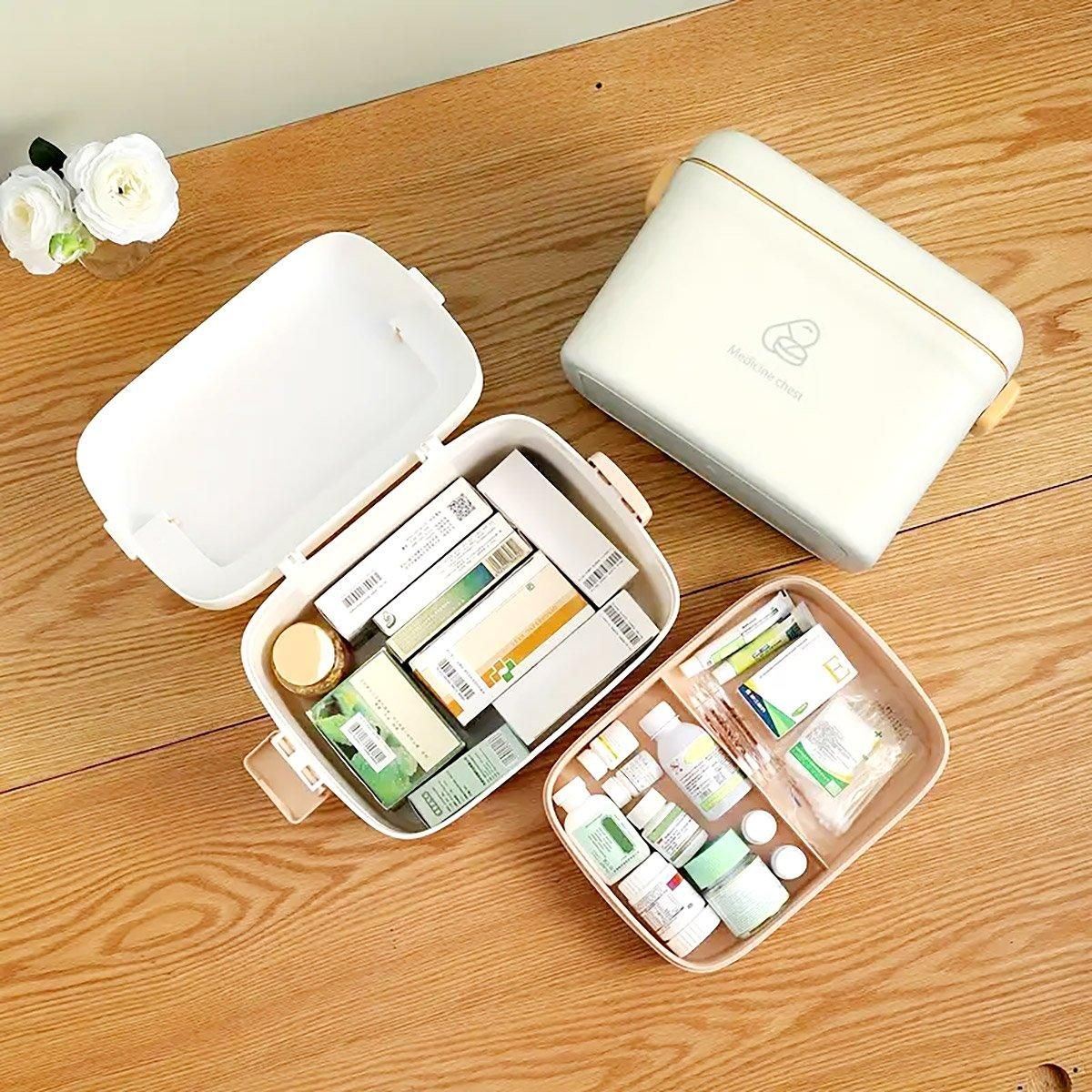 Premium Household Medicine Cabinet First Aid Storage Organiser with Carry Handle