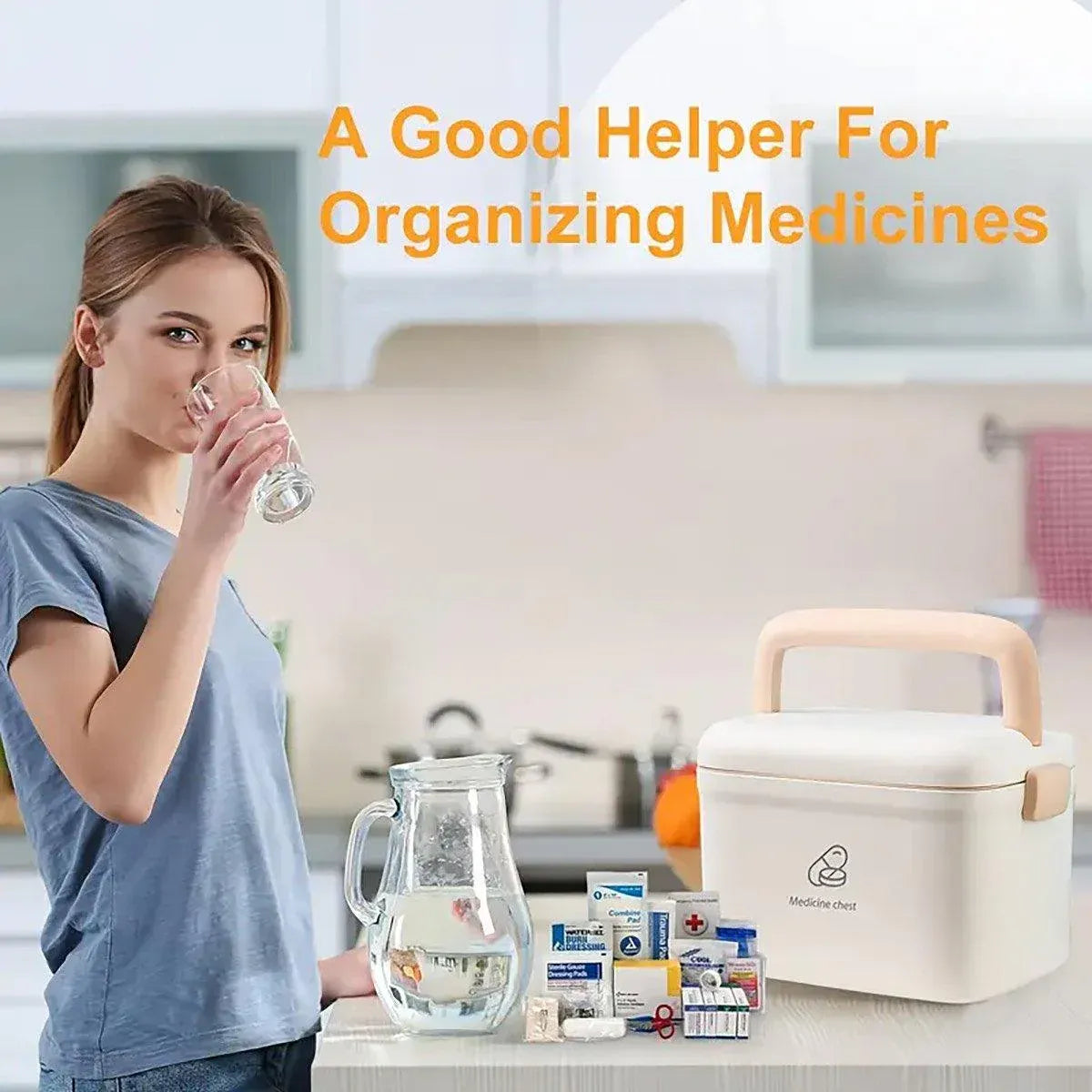 Premium Household Medicine Cabinet First Aid Storage Organiser with Carry Handle