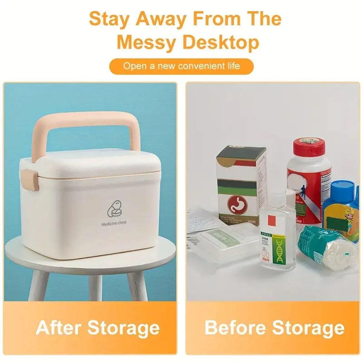 Premium Household Medicine Cabinet First Aid Storage Organiser with Carry Handle