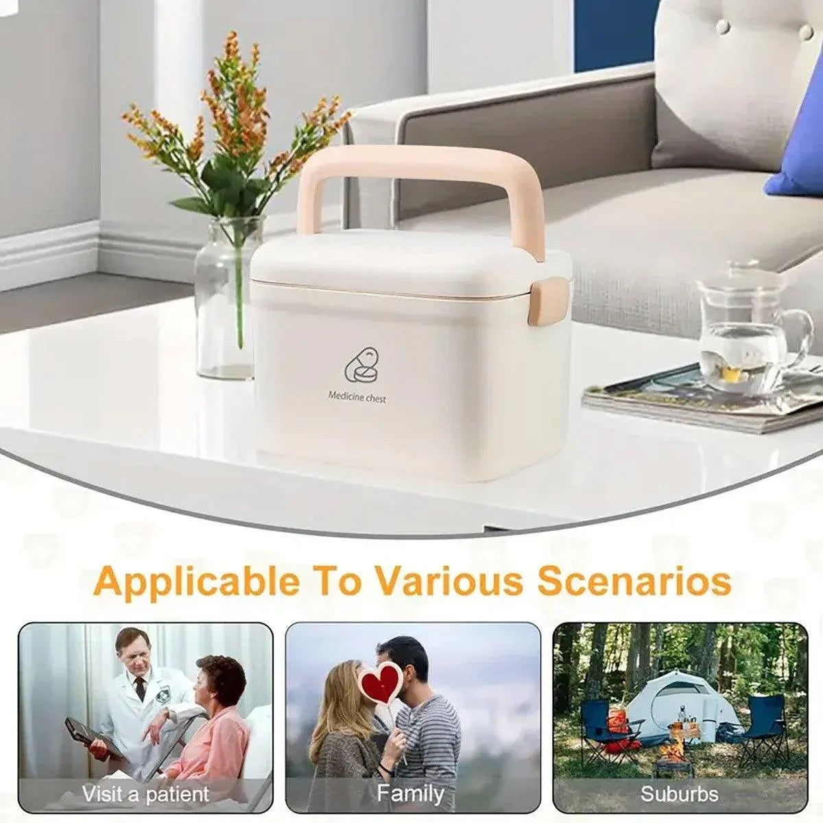 Premium Household Medicine Cabinet First Aid Storage Organiser with Carry Handle