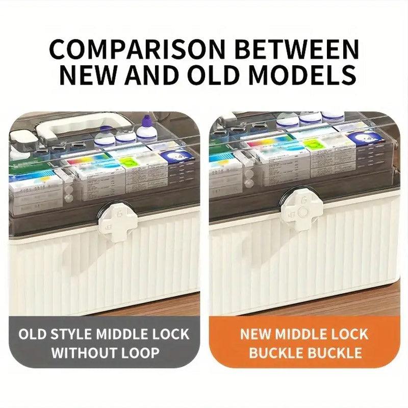 Blue Multi-Layer Medicine Storage Box - Large Capacity First Aid Organizer