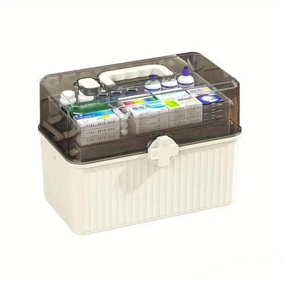 Blue Multi-Layer Medicine Storage Box - Large Capacity First Aid Organizer
