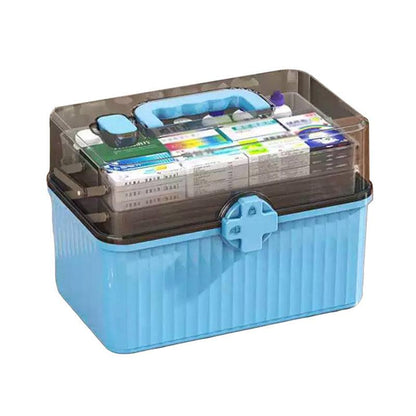 Blue Multi-Layer Medicine Storage Box - Large Capacity First Aid Organizer