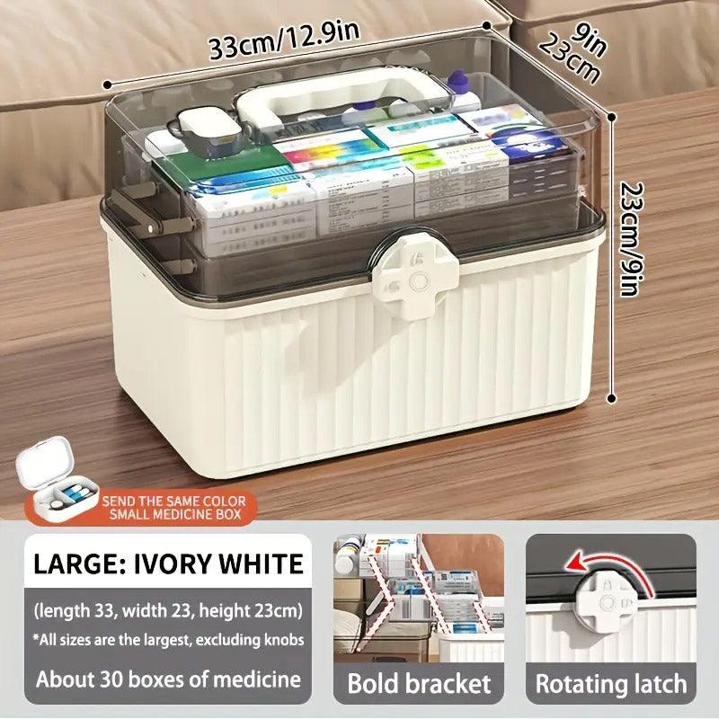 White Multi-Layer Medicine Storage Box - Large Capacity First Aid Organizer - SuperSaverAU - view 3