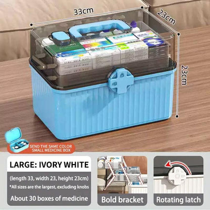 White Multi-Layer Medicine Storage Box - Large Capacity First Aid Organizer