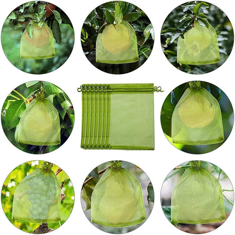Premium Organza Fruit Protection Net Bags – Green 20 x 30cm, 50 Pack