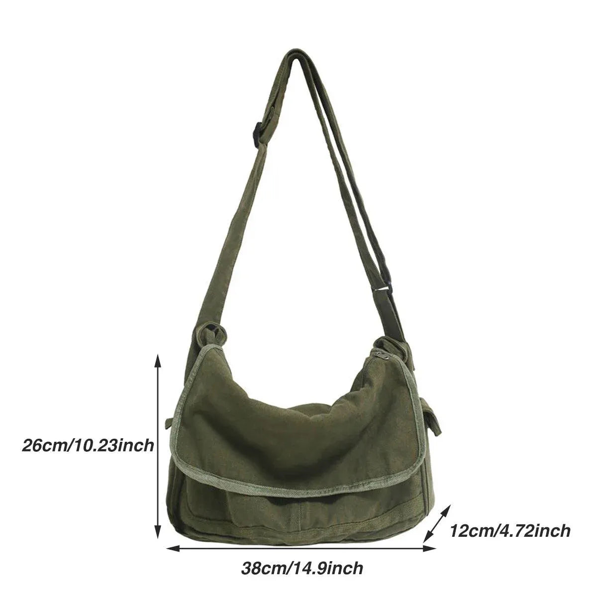 Premium Green Canvas Messenger Shoulder Bag for Work and Travel