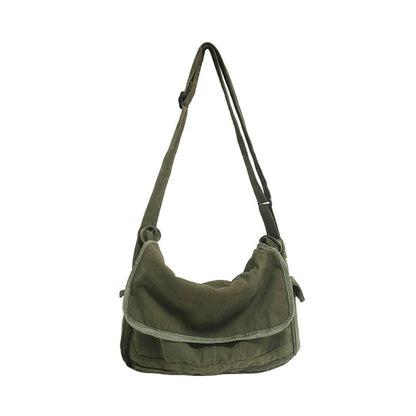 Durable Green Canvas Messenger Bag for Work, Travel, and Casual Use