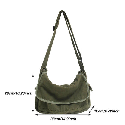 Durable Green Canvas Messenger Bag for Work, Travel, and Casual Use