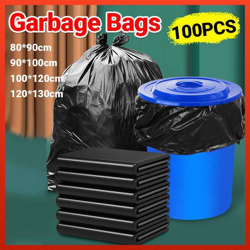 100Pcs Heavy-Duty Black Bin Bags - Durable Waste Refuse Sacks - 120*130cm