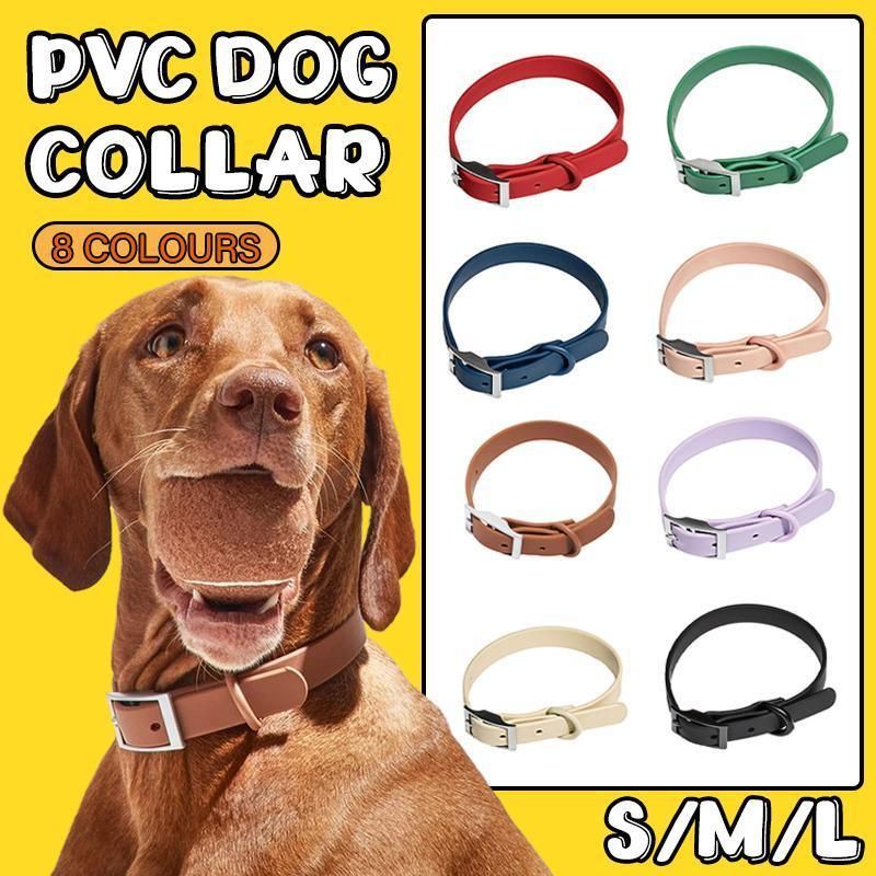 Premium Waterproof PVC Dog Collar Adjustable - Pink M