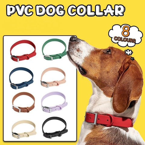 Premium Waterproof PVC Dog Collar Adjustable - Black M