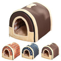 Pet House Soft Igloo Bed for Cats & Dogs, S Size, Warm Cushion, Brown - SuperSaverAU - view 2