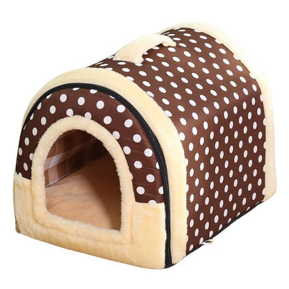XL Soft Igloo Pet House Kennel - Warm Cushion for Cats & Dogs - Brick Design