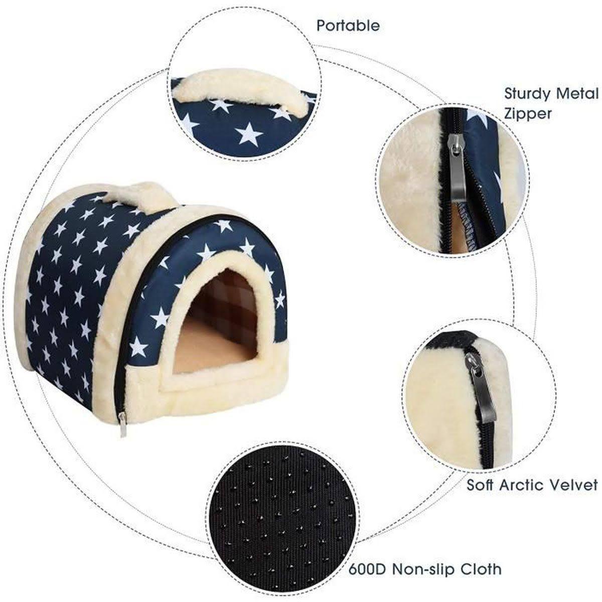 L Size Brown Dots Pet House Kennel Soft Igloo Bed for Cats & Puppies - Warm Cushion