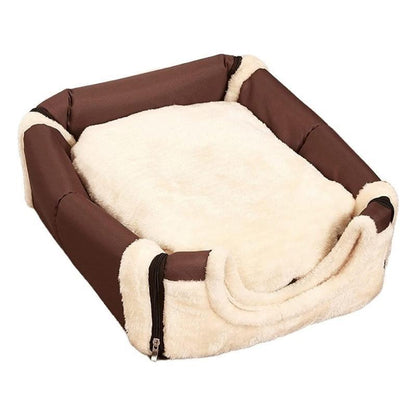 XL Soft Igloo Pet House Bed - Warm Cushion for Cats & Dogs - Brown Dots