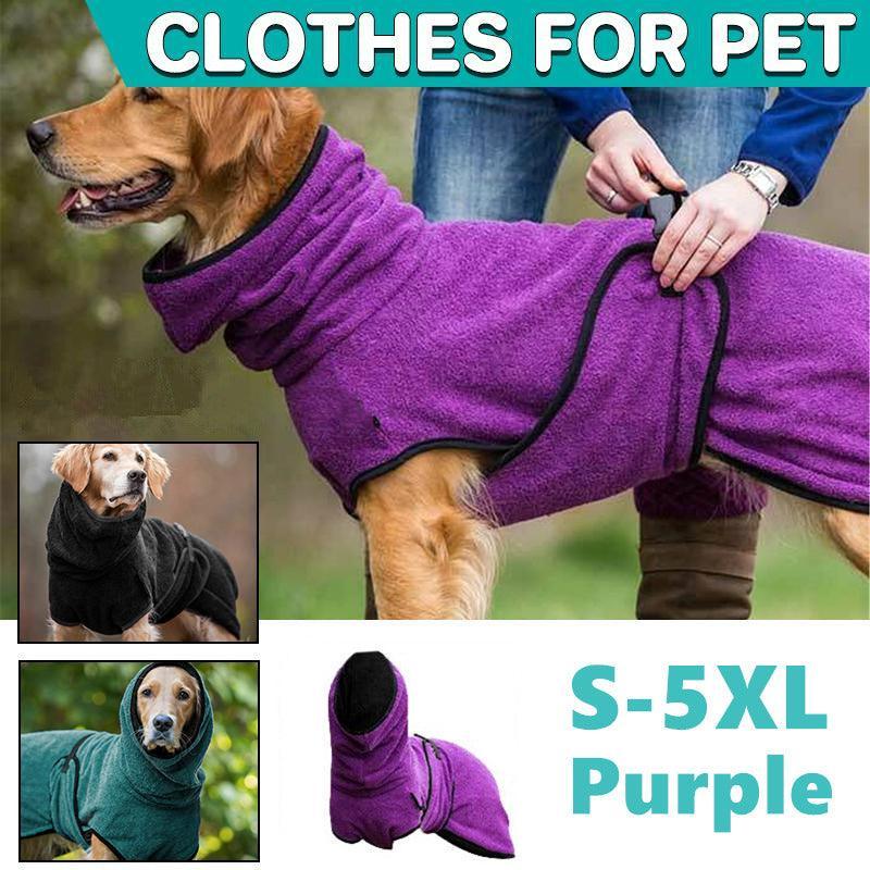 Premium Dog Hooded Jacket Soft Microfiber Coat - Purple XL