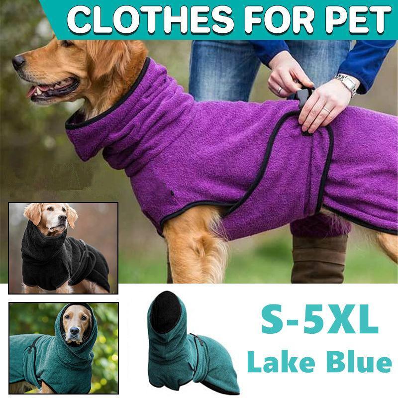 Premium Lake Blue Microfiber Dog Jacket - S