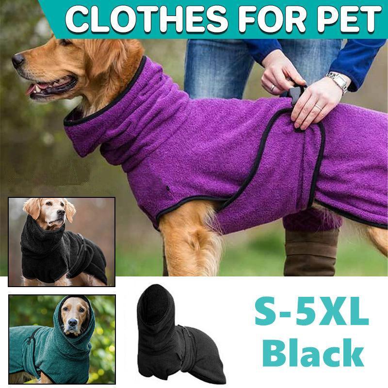 Premium Dog Hooded Jacket Soft Microfiber Coat - Black M