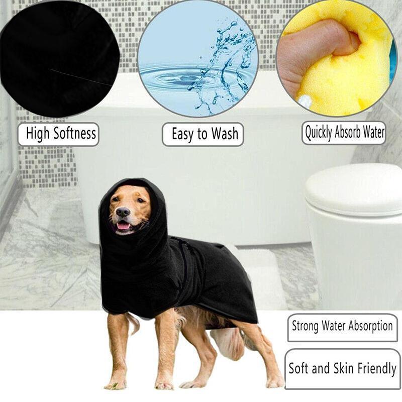 Premium Dog Hooded Jacket Soft Microfiber Coat - Black 4XL