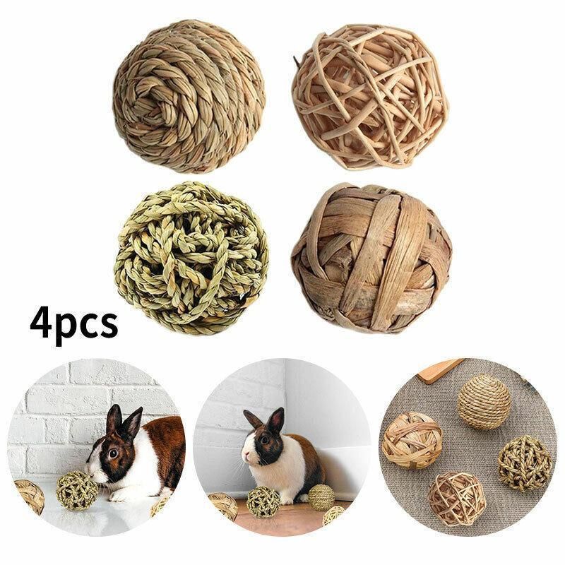 Premium Rabbit Straw Rattan Chewing Ball Pet Toys - 5pcs