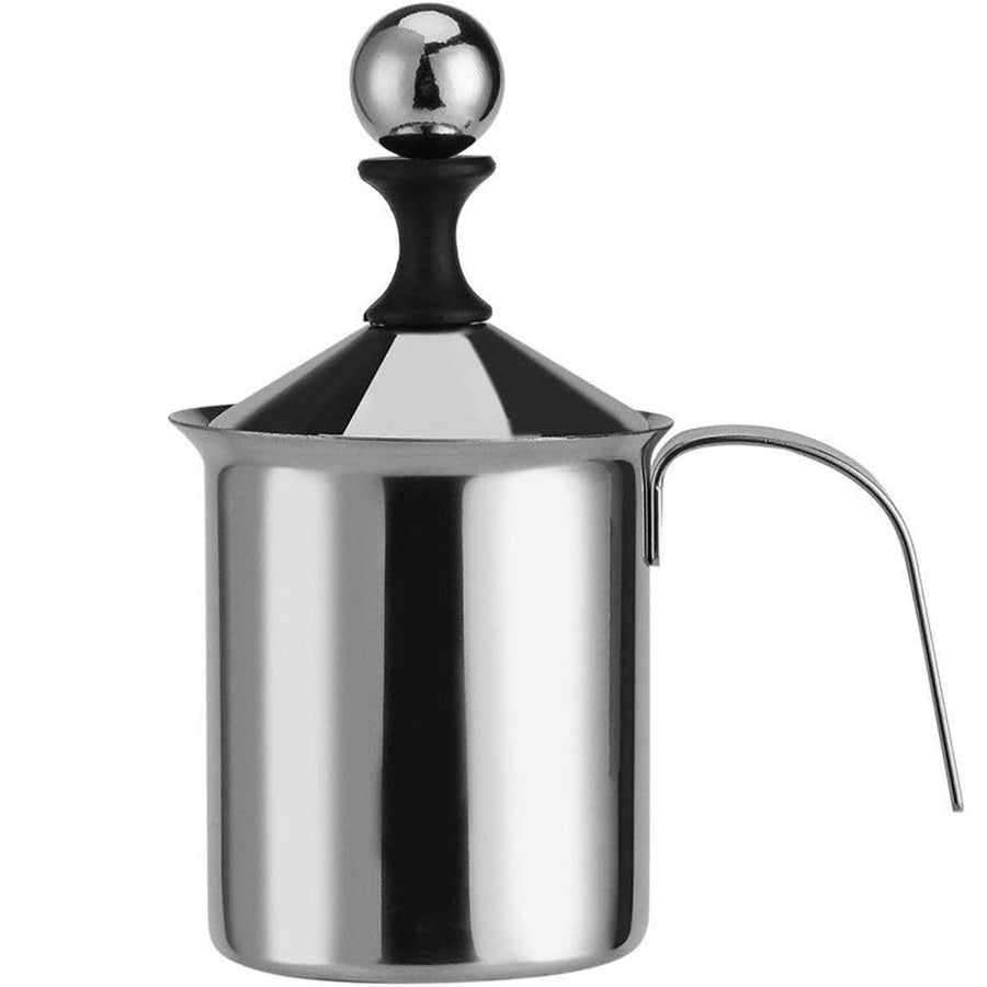 Premium 400ml Stainless Steel Manual Milk Frother with Double Mesh