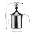 Premium 400ml Stainless Steel Manual Milk Frother with Double Mesh