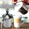 Premium 400ml Stainless Steel Manual Milk Frother with Double Mesh