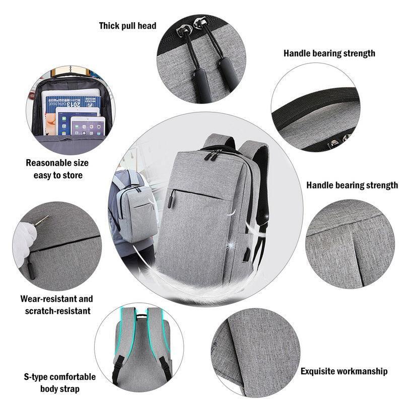 Waterproof Laptop Backpack Bag for Men Women School Travel Business Use - Grey 1 Zipper - SuperSaverAU - view 2