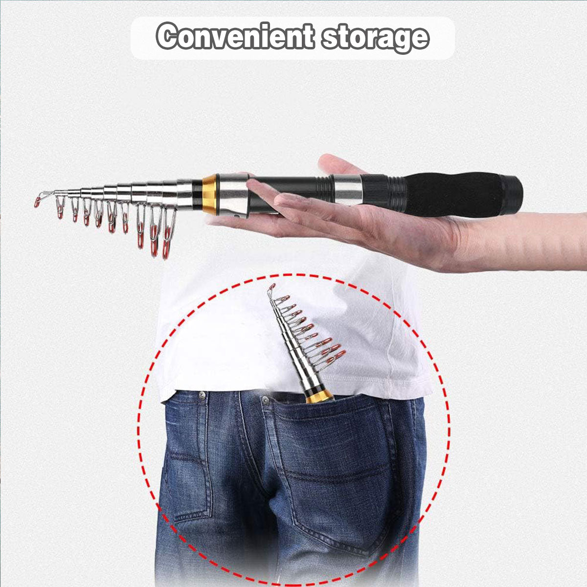 Portable Mini Fishing Rod Fishing Gear Compact Travel Rods for Outdoor Sports - 235cm - SuperSaverAU - view 4