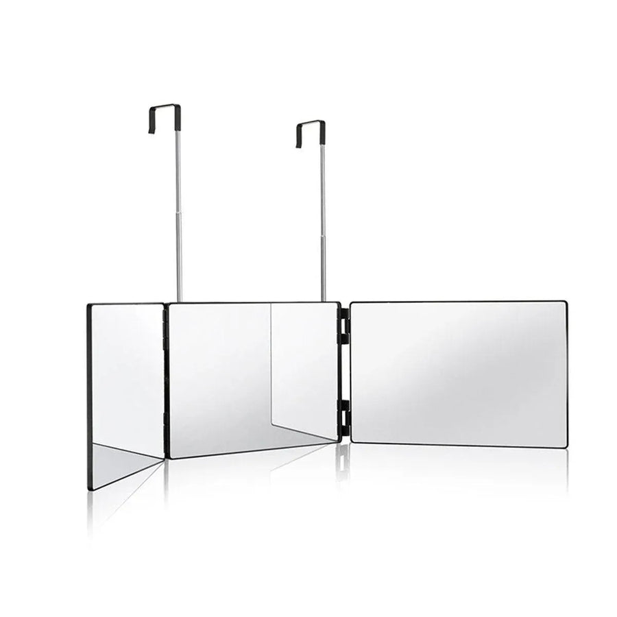 Premium 3-Way Hanging Hair Cutting Mirror Foldable No-Drill Grooming Mirror