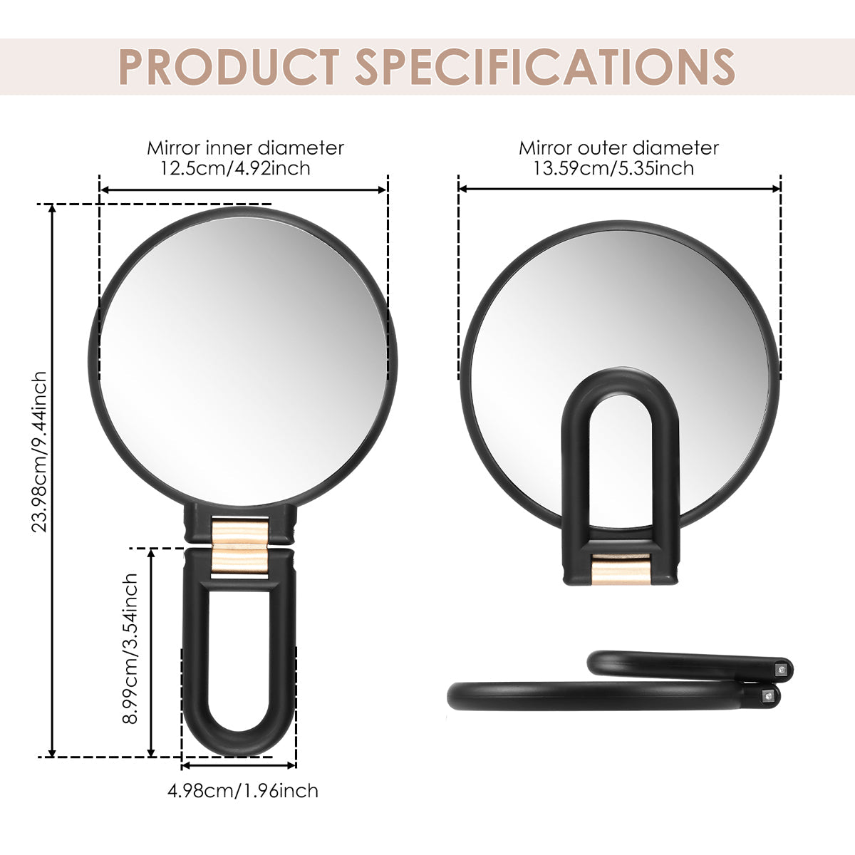 Premium White 30X Handheld Magnifying Makeup Mirror Double Sided Foldable Design