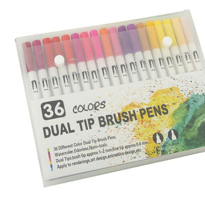 12-120 Watercolor Brush Pen Set Artist Sketch Marker - Black-36 Colours