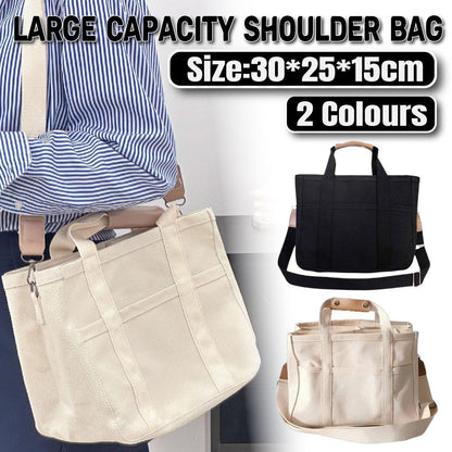 Canvas Mummy Bag - Black | Multifunctional Shoulder Tote