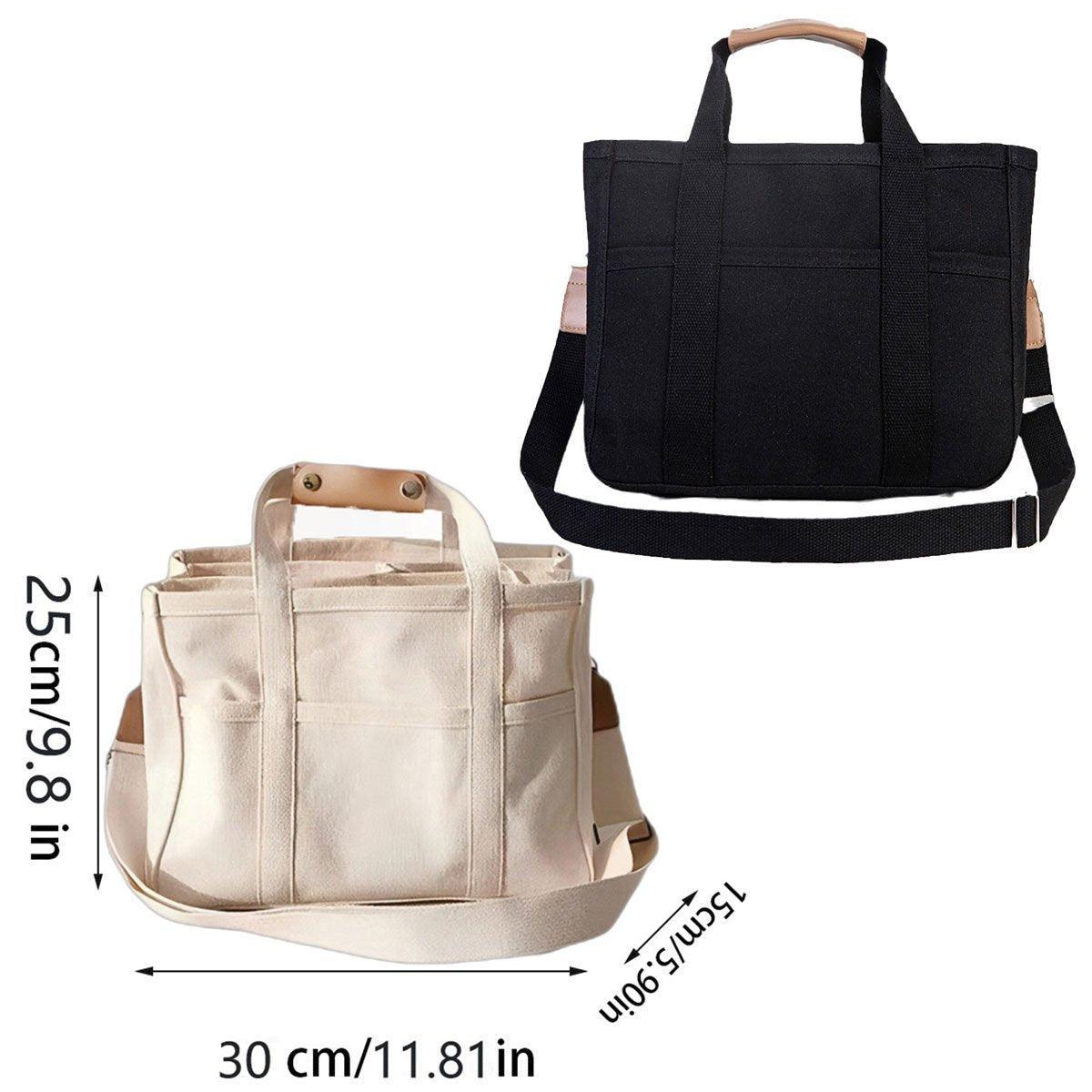 Canvas Mummy Bag - Black | Multifunctional Shoulder Tote - SuperSaverAU - view 3