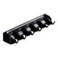 Premium Grey Wall Mounted Mop Broom Holder 5 Slots 6 Hooks Kitchen Storage Rack