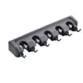 Premium Grey Wall Mounted Mop Broom Holder 5 Slots 6 Hooks Kitchen Storage Rack