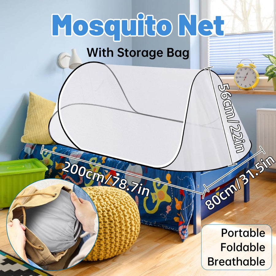 Portable Foldable Mosquito Net, Pop-Up Design, 200 x 80 x 56 cm, Indoor/Outdoor Use - SuperSaverAU - view 1