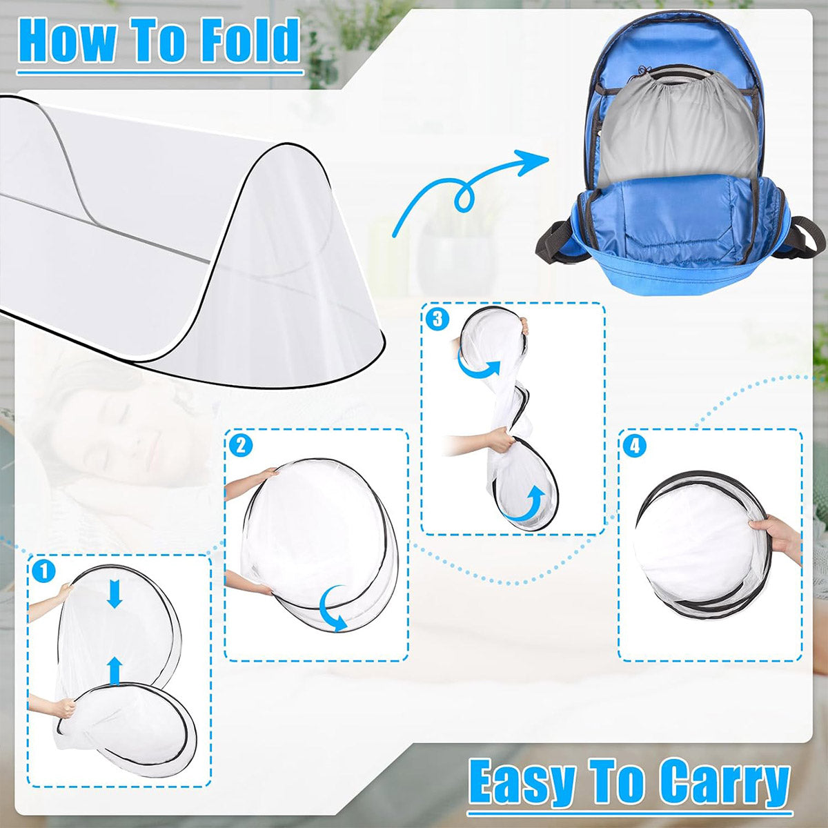 Portable Foldable Mosquito Net, Pop-Up Design, 200 x 80 x 56 cm, Indoor/Outdoor Use - SuperSaverAU - view 4