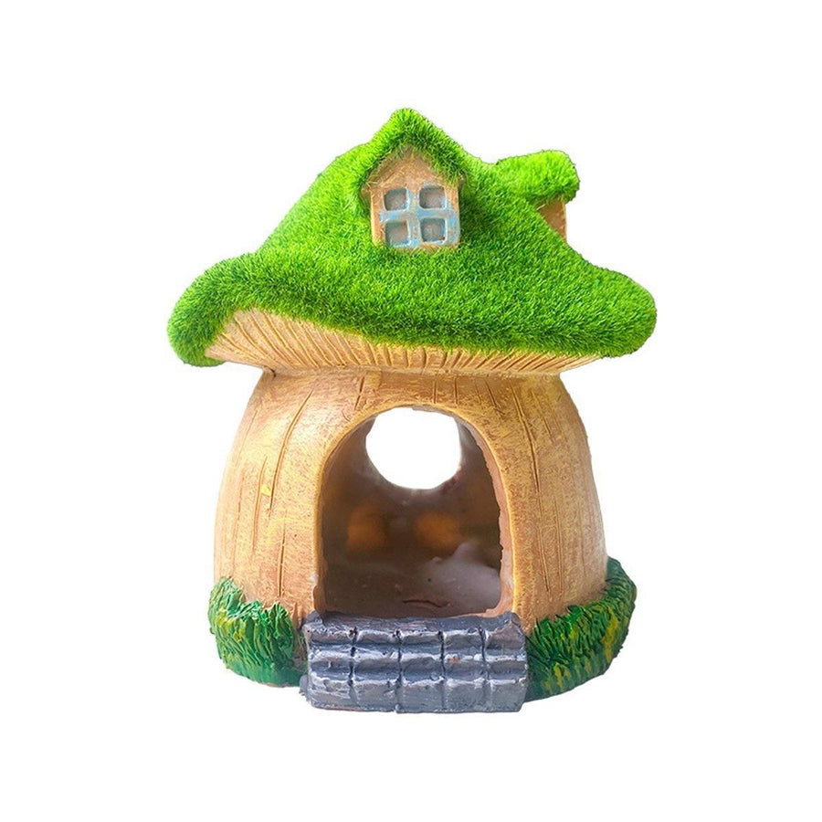 Premium Aquarium Moss Mushroom House Decoration - House With Window
