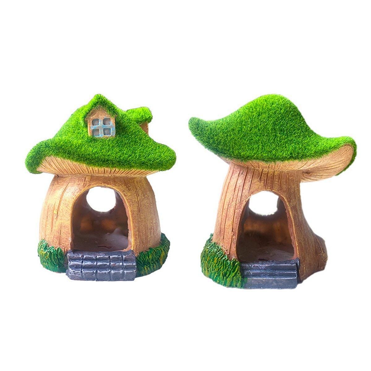 Premium Aquarium Moss Mushroom House Decoration - House With Window
